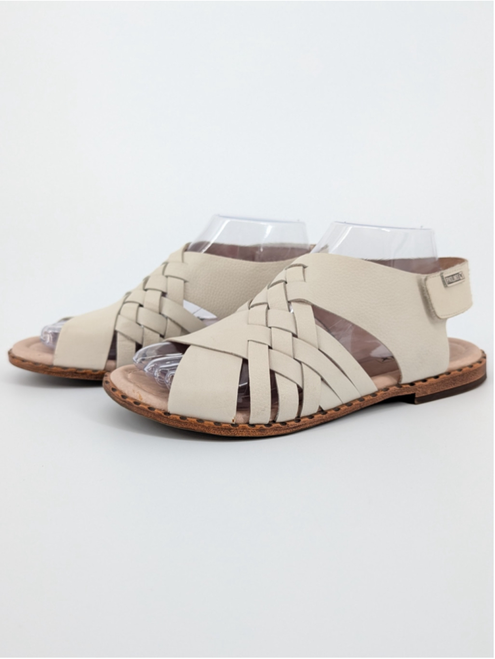 Pikolinos Leather Woven Sandals 39 8.5 Nata Ivory Fisherman Boho Comfort